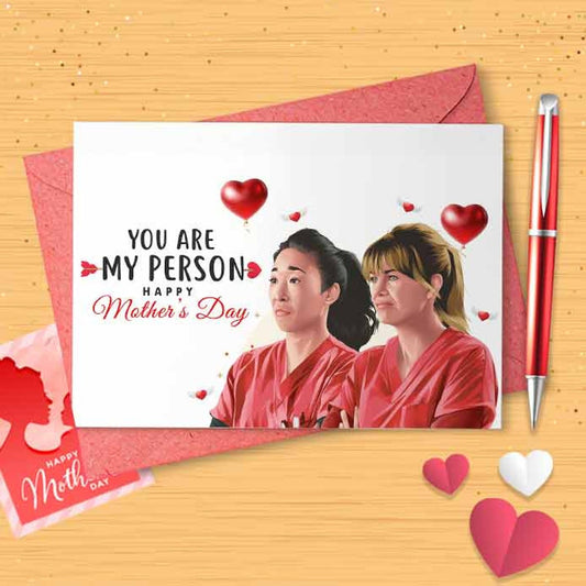 Cute 'You Are My Person' Mother's Day Card - Funny Mother's Day, Personalised Card, Happy Mothers Card, Mothers Day Card, Card For [00864]