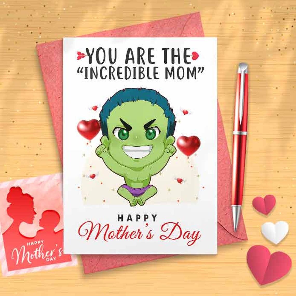 Cute Incredible Mom Mother's Day Card - Funny Mother's Day, Personalised Card, Happy Mothers Card, Mothers Day Card, For Mom Grandma [01247]