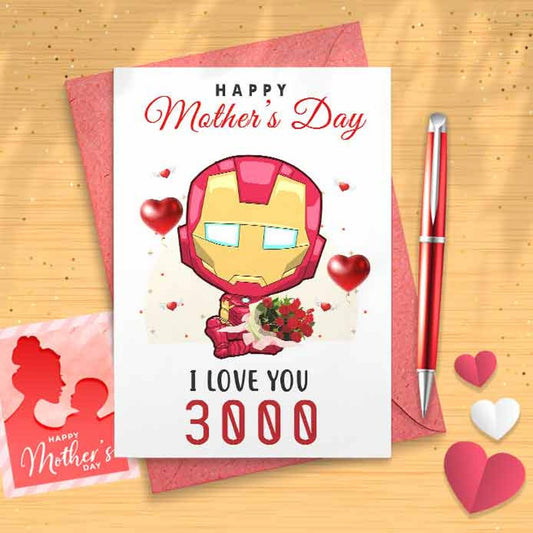 Cute I Love You 3000 Mother's Day Card - Funny Mother's Day, Personalised Card, Happy Mothers Card, Mothers Day, For Mom Grandma [01129]