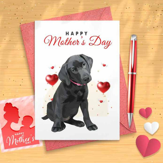 Cute Black Labrador Card - Funny Mother's Day, Personalised Card, Happy Mothers Card, Mothers Day Card, Card For Mom Grandma, First [00625]