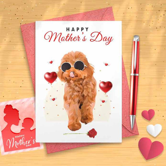 Cute Poodle Mother's Day Card - Mother's Day Gift From Daughter - Mom Gift Idea, From Son, Funny Christmas Gift For Mom, Best Mom [00728]