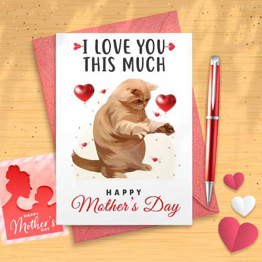 Funny Cat Lover Mother's Day Card - Mother's Day, Personalised Card, Happy Mothers Card, Mothers Day Card, For Mom Grandma, First [01008]