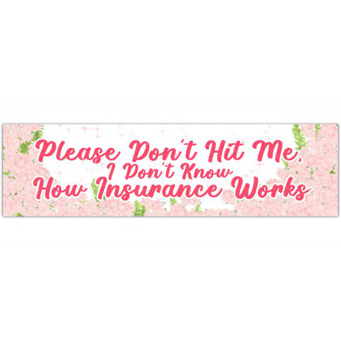 Please Don't Hit Me I Don't Know How Insurance Works/Funny Bumper Sticker/Car Decal/Vinyl Decals For Your Car/Trendy Car Accessories [01223]