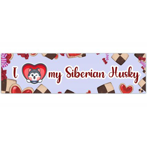 Dog Bone Shaped Magnet - I Love My Siberian Husky - Cars, Trucks, Refrigerators, Etc. - Magnetic Bumper Stickers [01233]