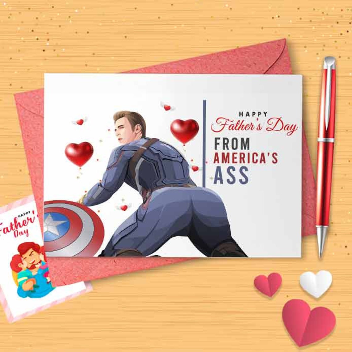 Funny America's Ass Father's Day Card - Card For Dad, Card For Him, Father's Day, Funny For Him, Funny Father's Day, Gift For Dad [00719]