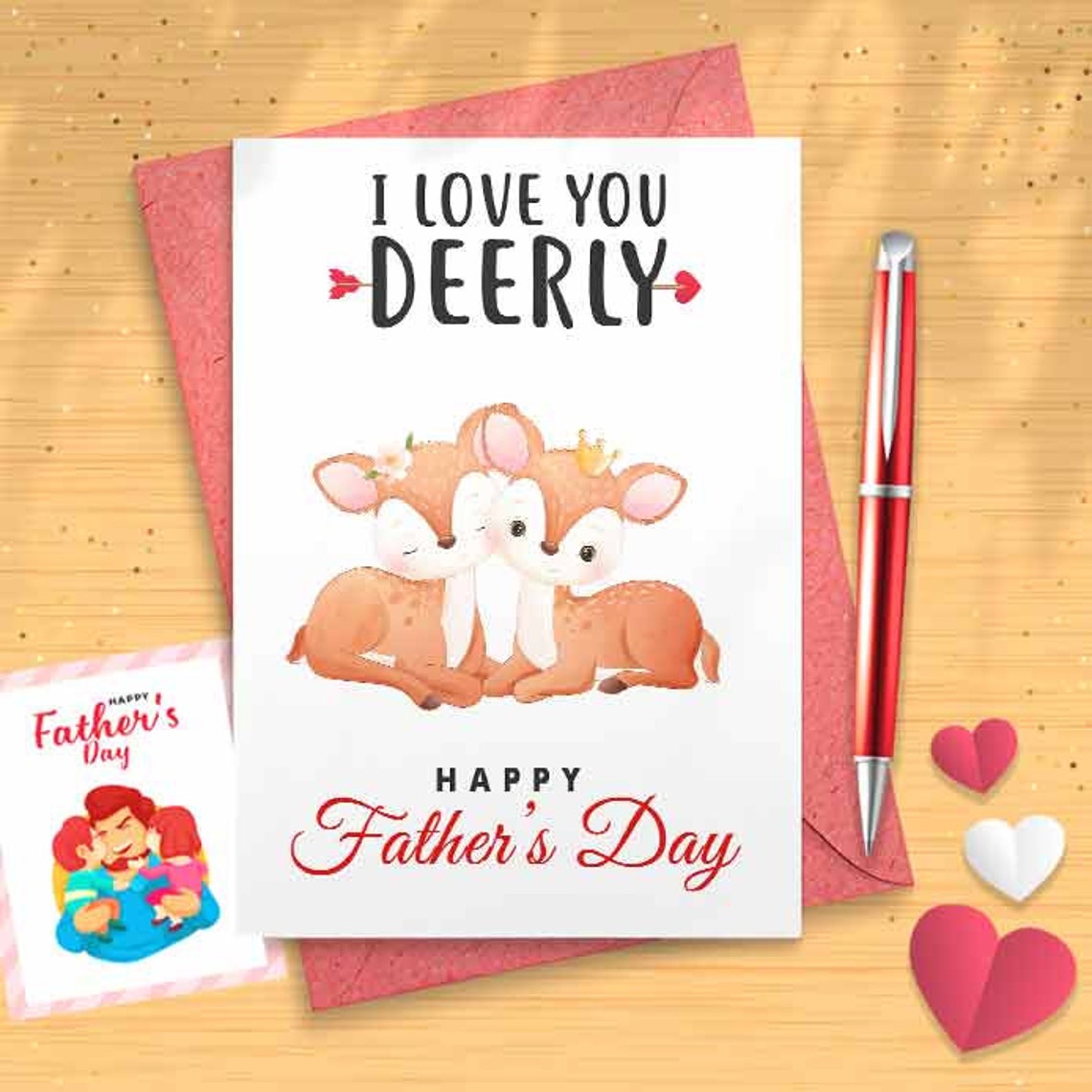 Cute Deer Father's Day Card - Card For Husband, Animal Lover, Father's Day Card, Funny Card For Him, Funny Father's Day, Gift Dad [01277]