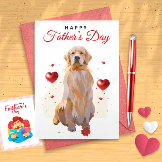 Cute Golden Retriever Father's Day Card - Dog Owner, Dog Lover, Father's Day Card, Funny Card For Him, Funny Father's Day, Gift [00925]