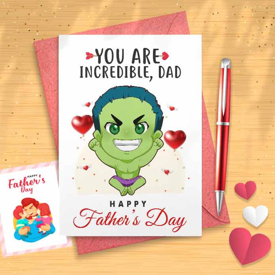 Cute Incredible Dad Father's Day Card - Card For Dad, Card For Him, Father's Day Card, Funny For Him, Funny Father's Day, Gift Dad [01255]