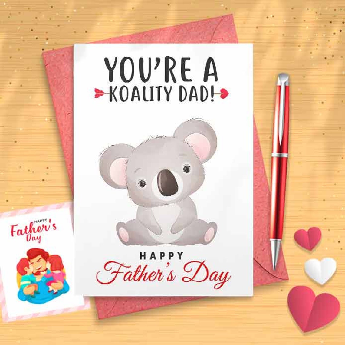 Cute Koala Pun Father's Day Card - Card For Dad, Card For Him, Father's Day Card, Funny Card For Him, Funny Father's Day, Gift Dad [01203]