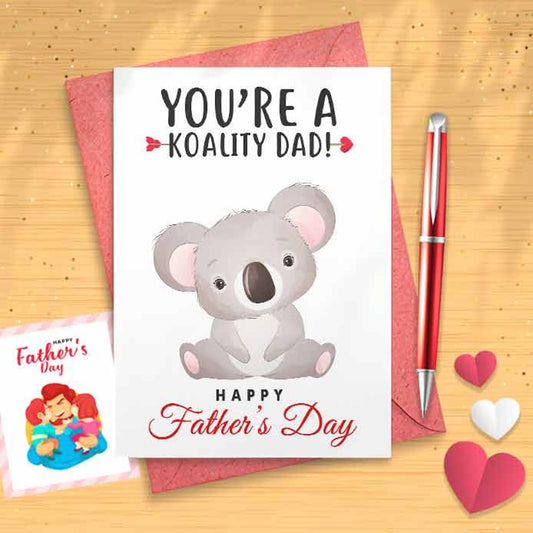 Cute Koala Pun Father's Day Card - Card For Dad, Card For Him, Father's Day Card, Funny Card For Him, Funny Father's Day, Gift Dad [01203]