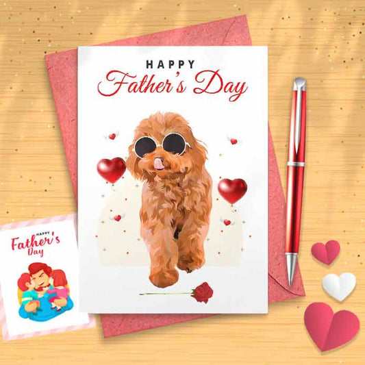 Cute Poodle Father's Day Card - Card For Dad, Card For Him, Father's Day Card, Funny Card For Him, Funny Father's Day, Gift For Dad [01182]