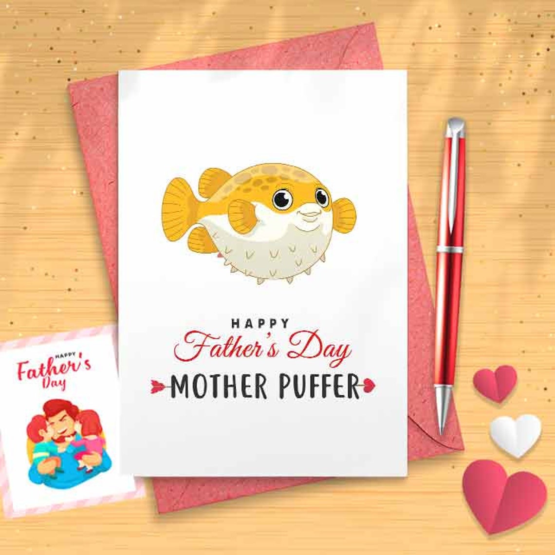 Funny Father's Day Card - Punny Card, Puffer Fish [01181]