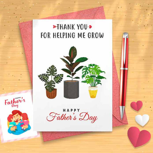 Father's Day Card - Thank You For Helping Me Grow, Minimalist Card, Plant Card [01093]