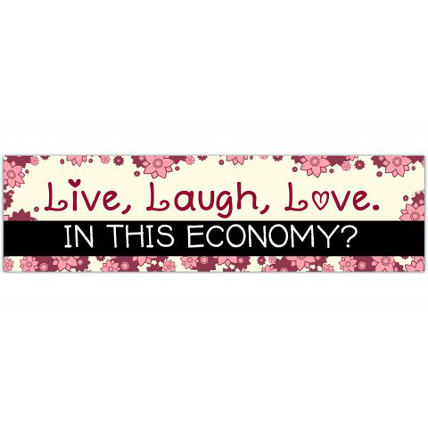 Live Laugh Love In This Economy? Funny Meme Bumper Sticker, 11.5 inches by 3 inches sticker, Funny Gen Z Decal, Cute Meme Sticker for Car [01245]