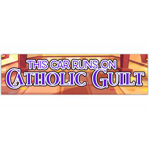 CATHOLIC GUILT Bumper Sticker - Funny Gen Z Meme Vintage Style Vinyl 80s 90s [01252]