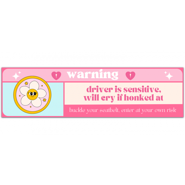 Driver Is Sensitive | Cute Kawaii Anime Sticker | Car Visor Warning Sticker [01310]