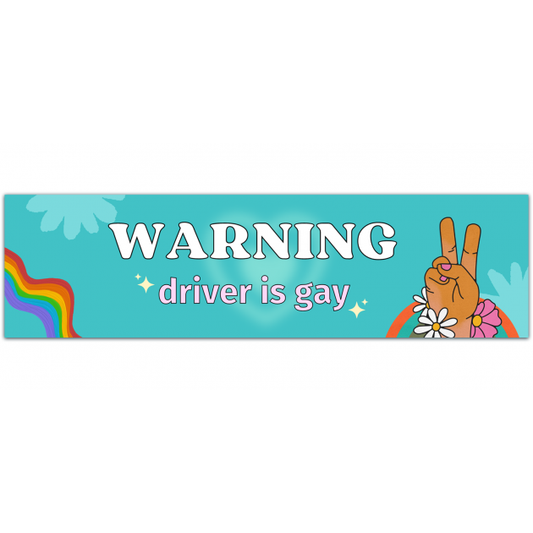 Bumper Sticker, Funny Warning Sticker, Driver Is Gay, Premium Quality Vinyl Sticker [01321]