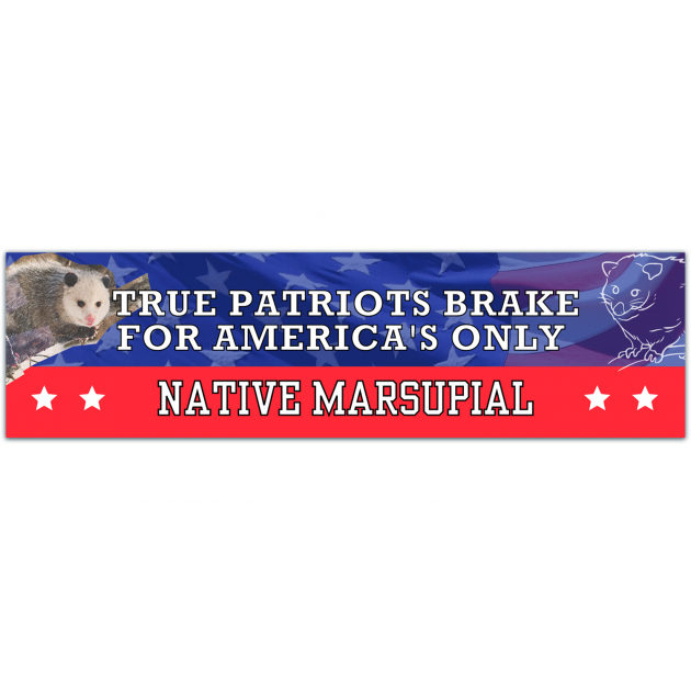 Possum Sticker - I Brake For America's Only Native Marsupial - Funny Opossum Weather Resistant Bumper Sticker [01345]