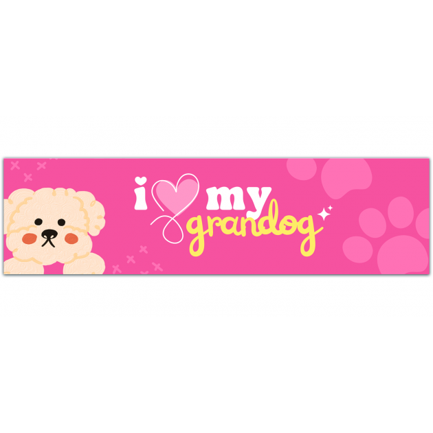 Blue Scribble Dog Paw Shaped - I Love My Grandog (Grand Dog) - Cars, Trucks, S, Refrigerators, Etc. - Ic Bumper Sticker Bumper Sticker [01420]