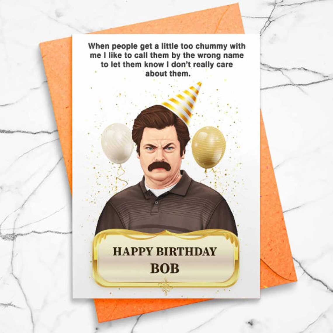 Ron Wrong Name Birthday Card, Happy Birthday Card, TV greetings card, Personalize, Custom, Happy Birthday [01137]