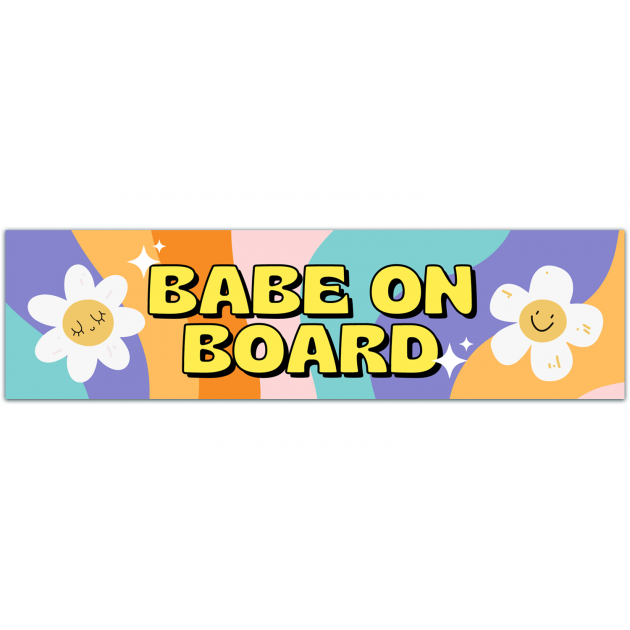 Babe On Board Car | Millennial Gen Z Aesthetic | Retro Vintage Disco Cute Vinyl Car Decal Bumper Sticker [01525]