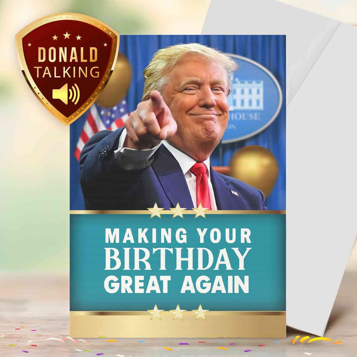 Funny Trump - Music / Talking Card, Birthday Card [01526]