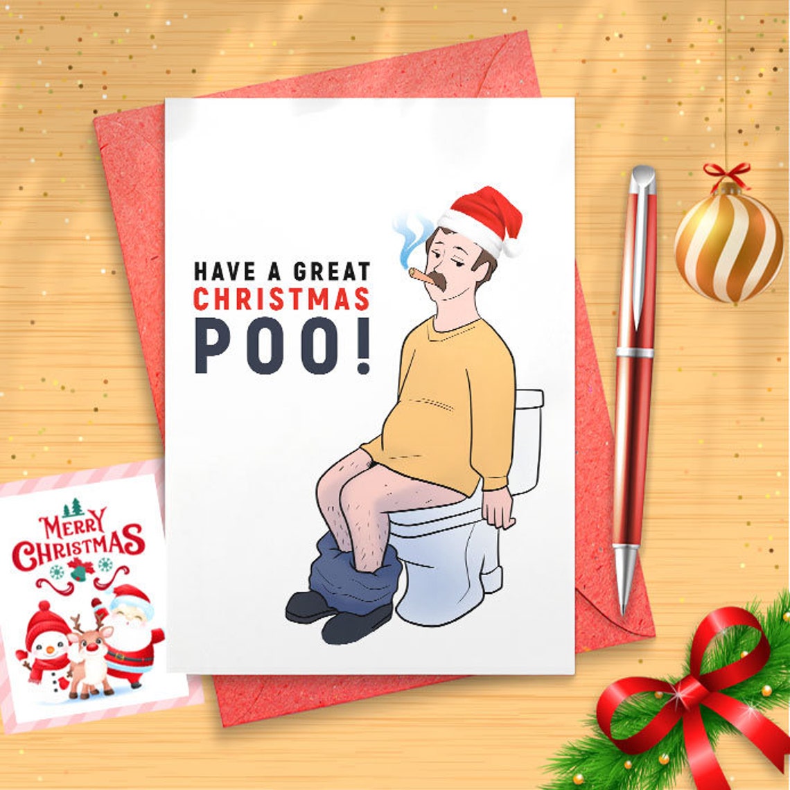 Funny Christmas Card - Have a Great Christmas Poo - Christmas Humor, Inappropriate Humor, Merry Christmas [01441]