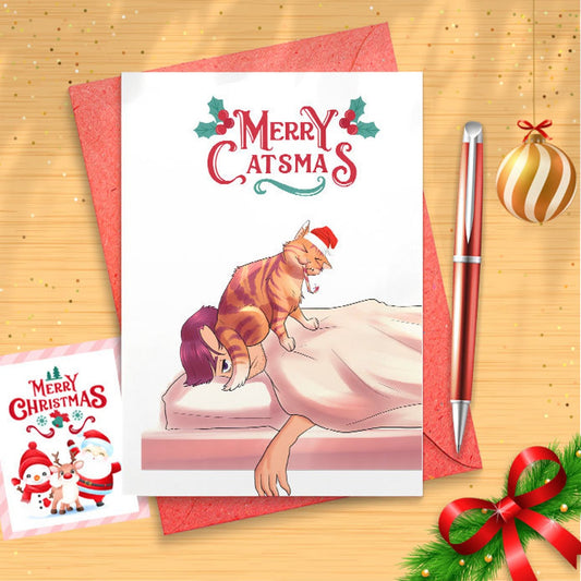 Merry Catsmas Holiday Card | Christmas Card | Cat Christmas | Cat Holiday Card | Funny Christmas Card | Crazy Cat | Cat Lover [01444]