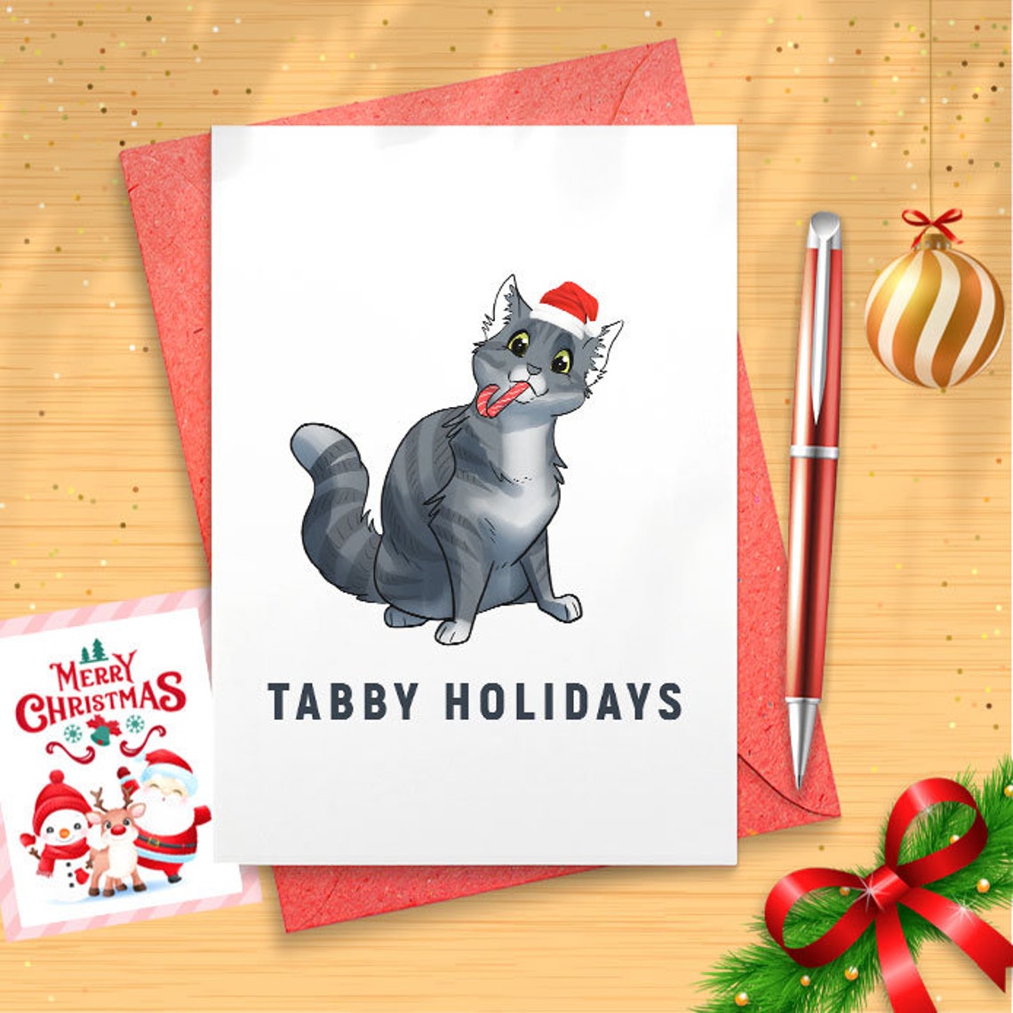 Tabby Holidays - Christmas Card ... A Christmas card for cat lovers! [01456]