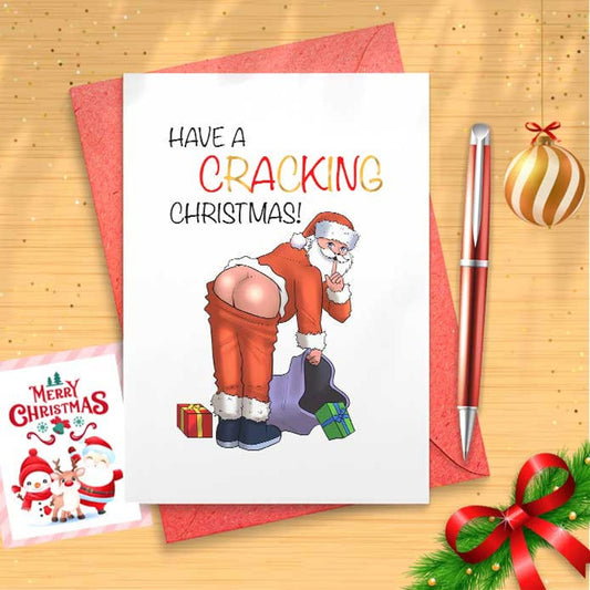 Funny Christmas Card | Have A Cracking Christmas | Rude Santa Card | Funny Holiday Cards | [01480]