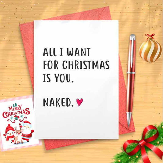 Boyfriend christmas card funny, girlfriend christmas card, rude christmas card, naughty christmas card for him, girlfriend [01502]