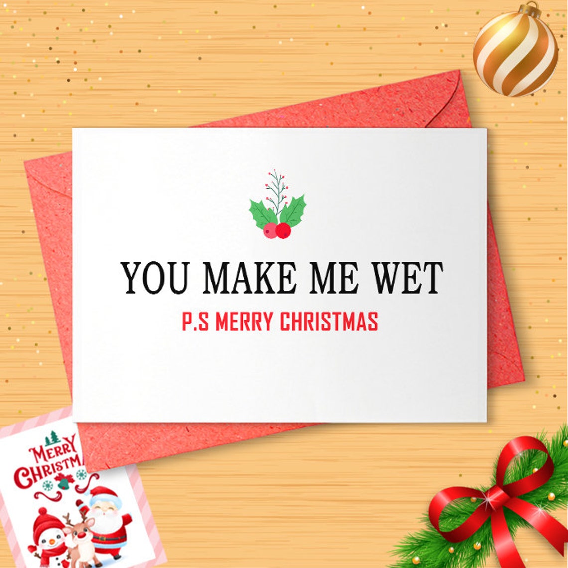 Naughty Christmas Card, Christmas Card,Holiday Card, Card for Christmas, Funny Christmas Card, Dirty Christmas Card, Gift Idea [01517]