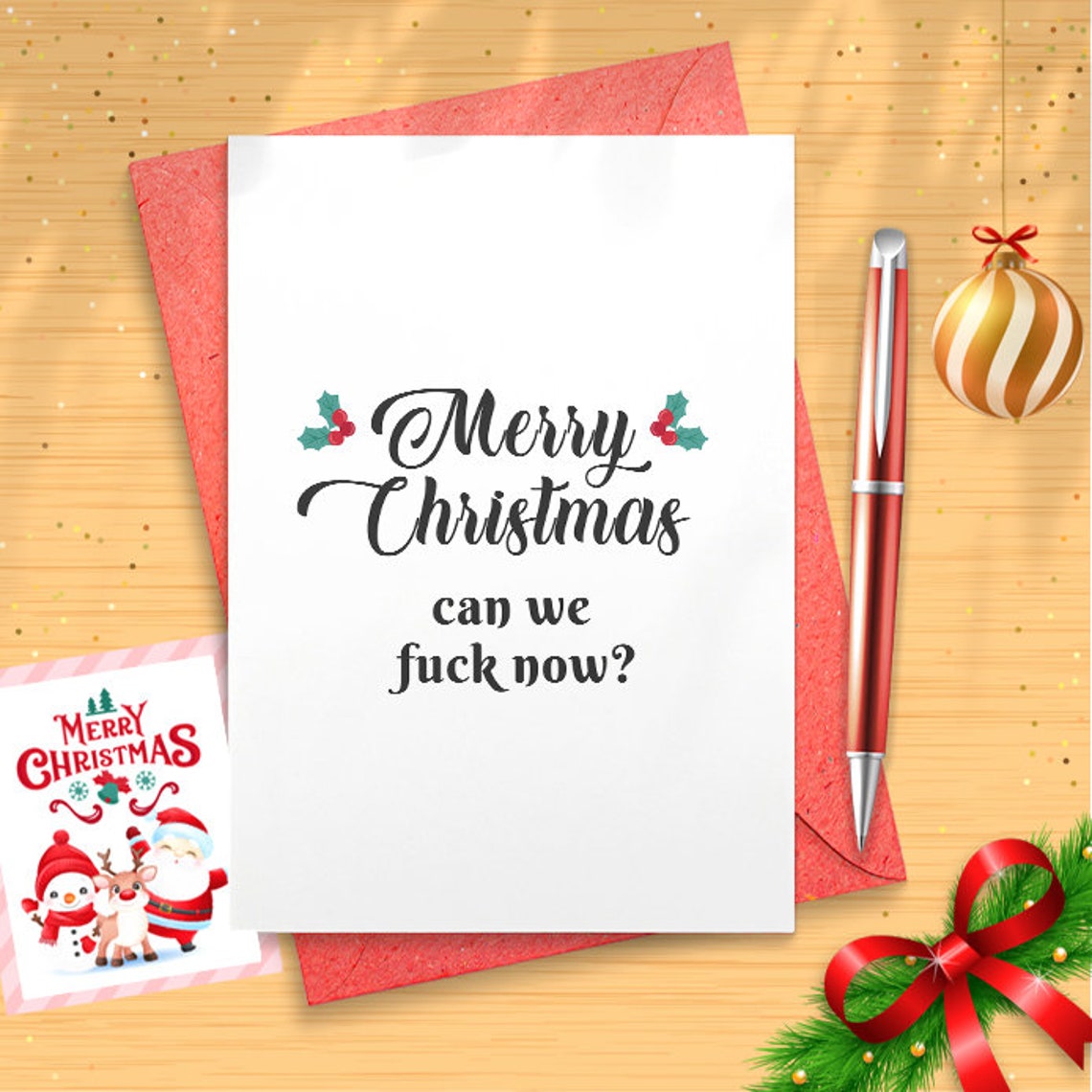 Printed Dirty Christmas Card | Merry Christmas Card | Naughty Christmas Card | Holiday Card | Funny Card | Card For Him | For Her [01521]