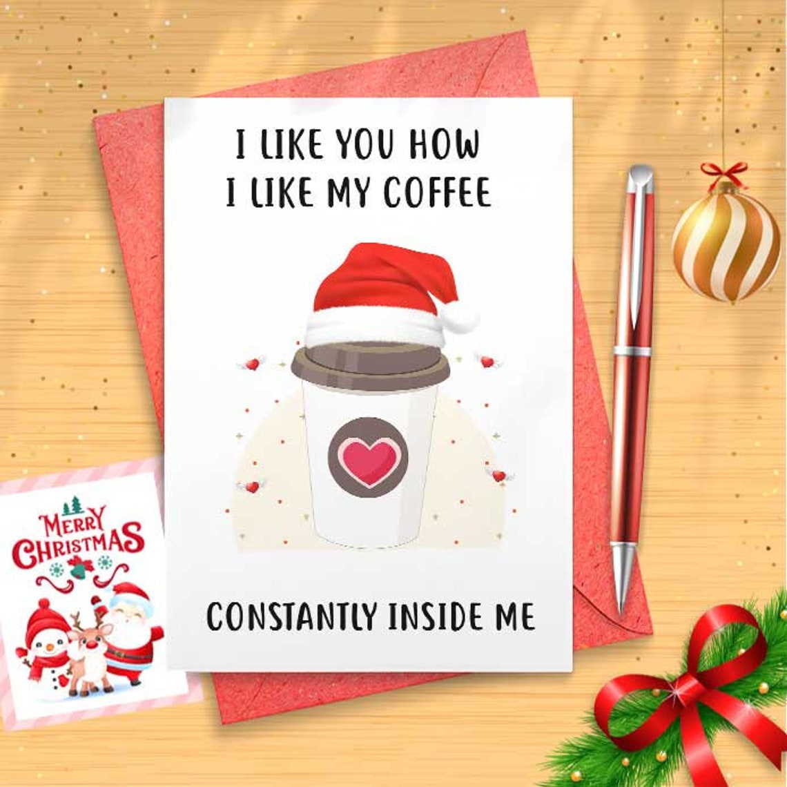 Funny Naughty Coffee, Inappropriate Christmas Cards for Him, Cards for Husband, Boyfriend , Anniversary Card [01537]