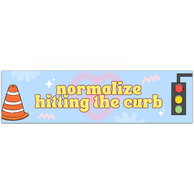 Normalize Hitting The Curb Sticker, Meme Sticker, Funny Driving Bumper Sticker Weatherproof Vinyl Sticker For Car, Laptop, Water Bottle Bumper Sticker [01589]