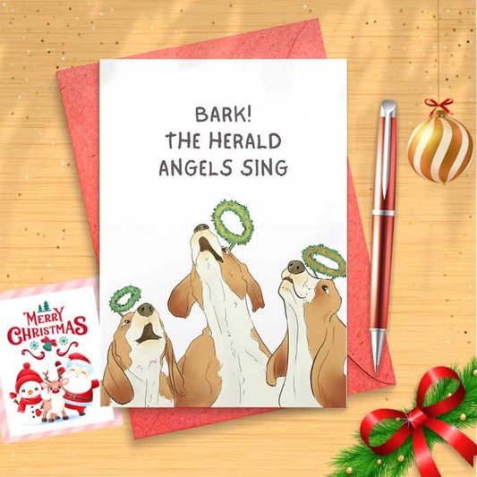 Bark The Herald Angels Sing Card Dog Christmas Card - Funny Holiday Card [01341]