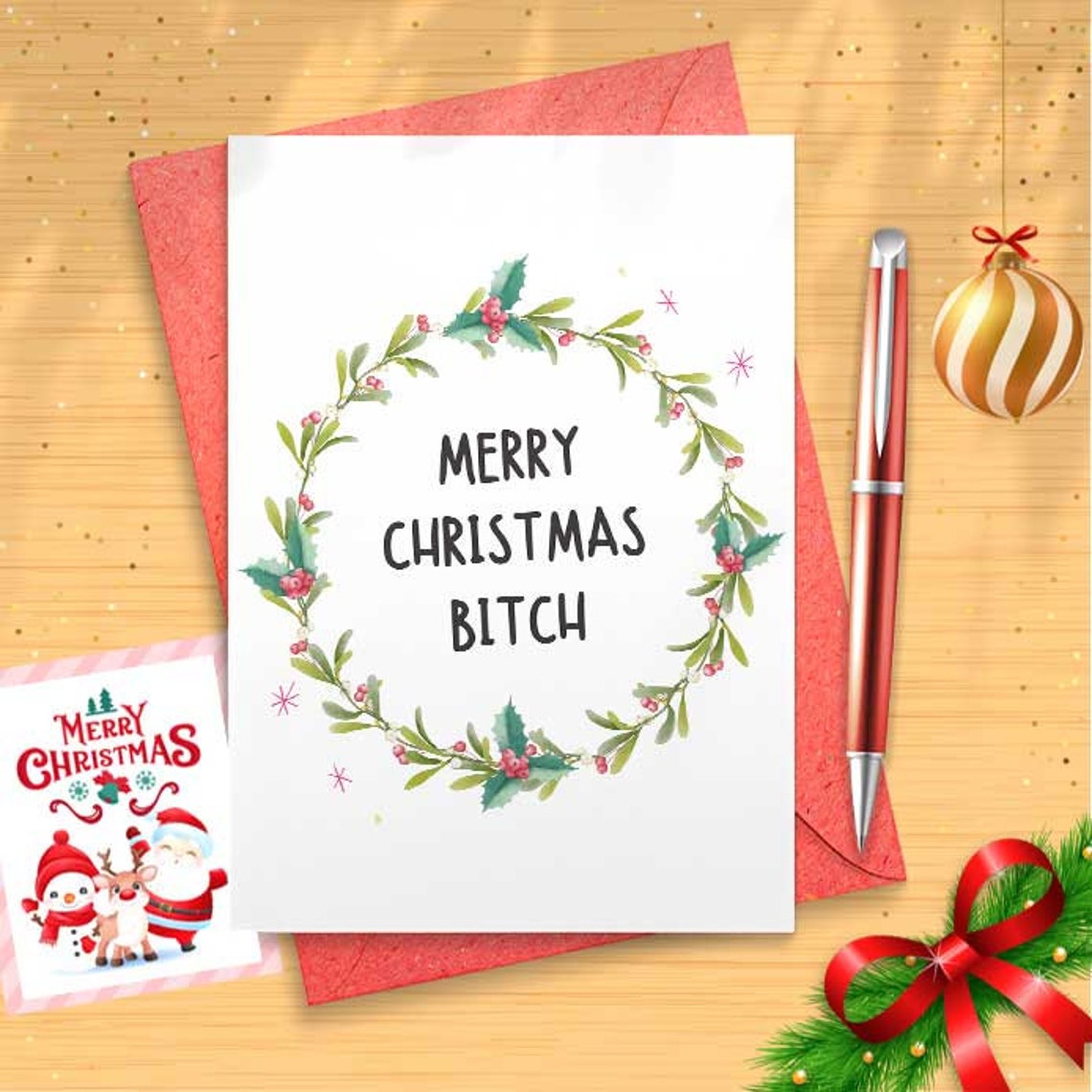 Rude and funny christmas holiday card for him or her, best friend, girlfriend, boyfriend, brother, sister, cousin or work friend [01344]