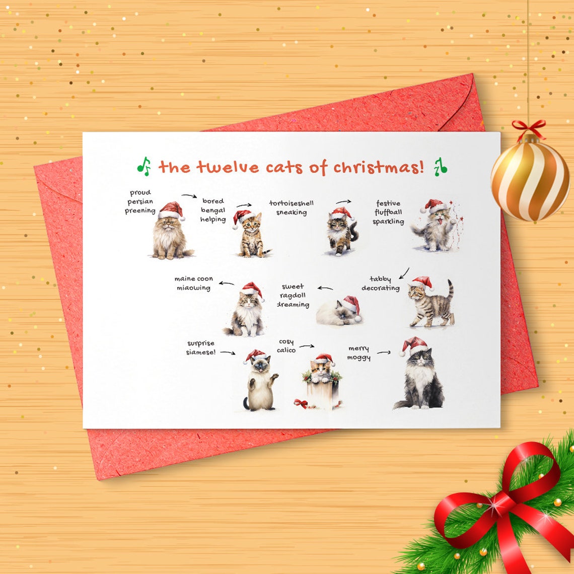 The Twelve Cats of Christmas... A Christmas card for cat lovers! [01405]