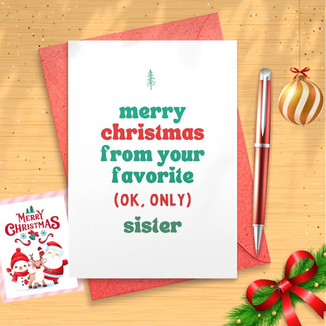 Sister christmas card funny, funny christmas card sister, brother chrismtas card funny, sister christmas, brother christmas gift [01407]