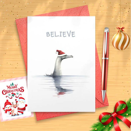 Funny Holiday Card Loch ness, Set, Believe, Nessie, Boxed Set [01560]