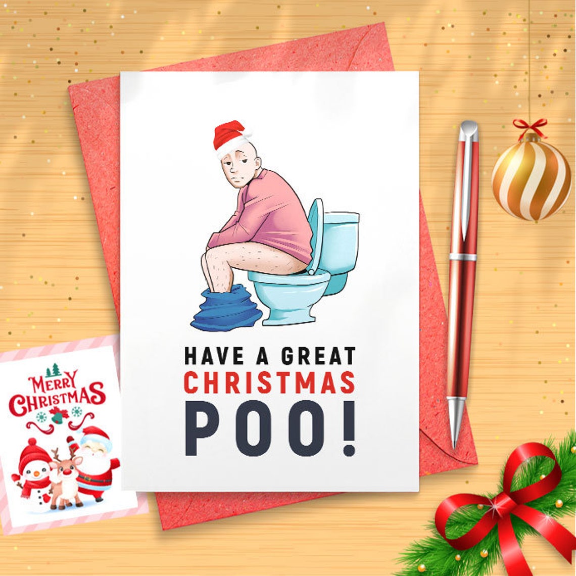 Funny Christmas Card - Have a Great Christmas Poo - Christmas Humor, Inappropriate Humor, Merry Christmas [01455]