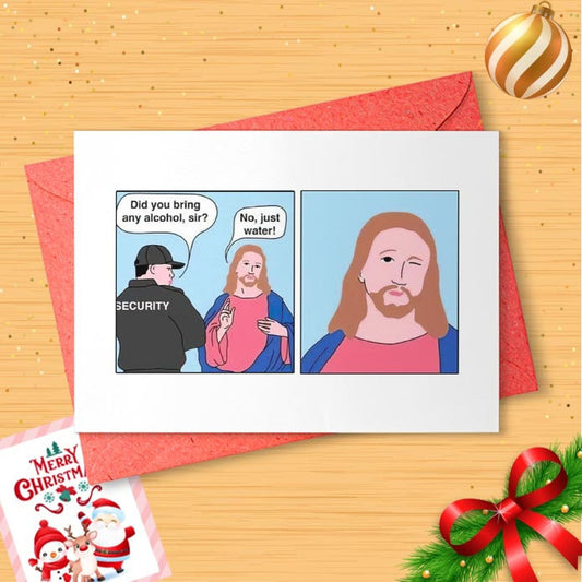 Funny Jesus Christmas Card, Funny Christmas Card, Funny Holidays Card, Jesus Christ, Merry Christmas, Christmas Humor, Funny Xmas [01460]