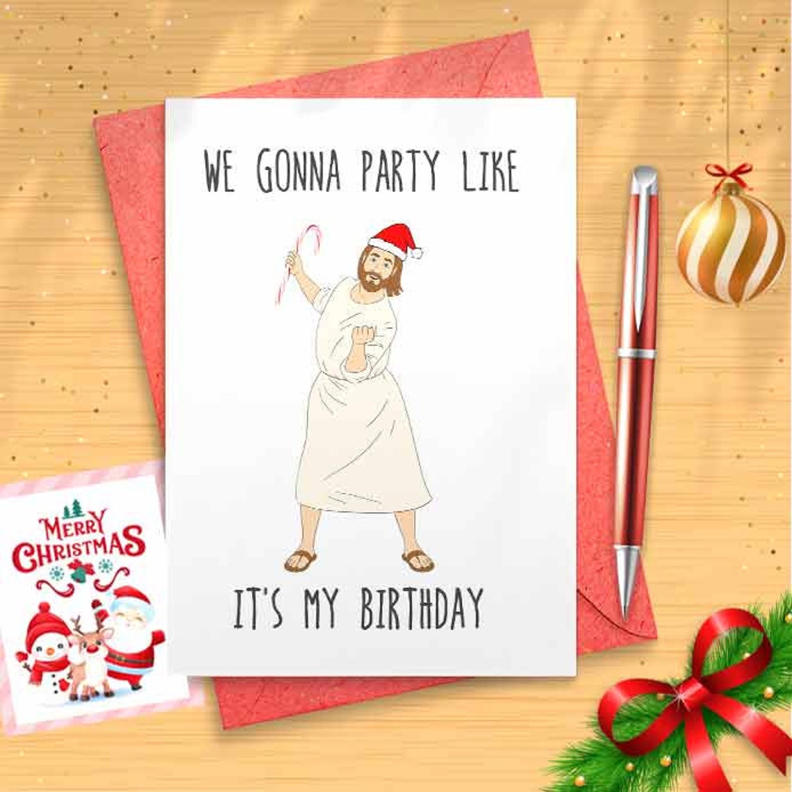 Funny Jesus Christmas Card, Cent, Funny Card, Funny Holidays Card, Jesus Christ, Merry Christmas, Christmas Humor, Funny Xmas [01462]