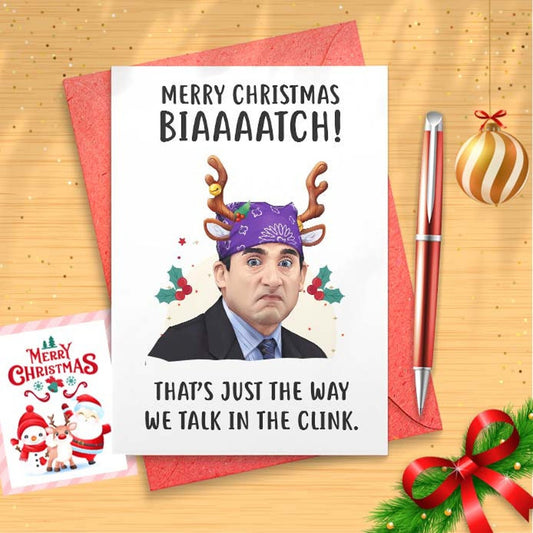 Funny Prison Mike Christmas Card, The Office Christmas, Funny Office Christmas Gift, Happy Holiday Card, Funny Cards, Funny Xmas [01468]