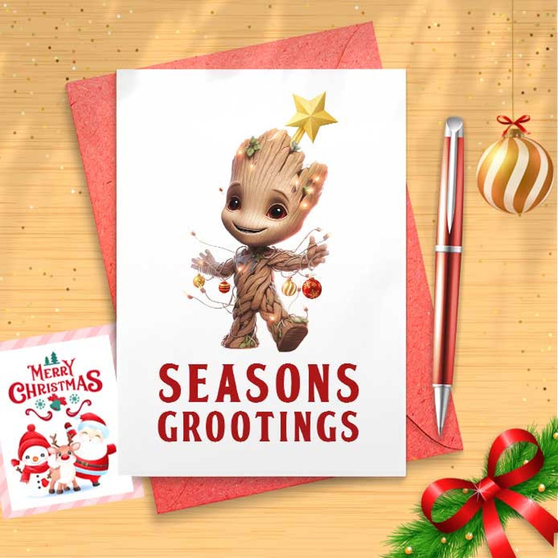 Seasons Grootings Christmas card, Funny Christmas card [01471]