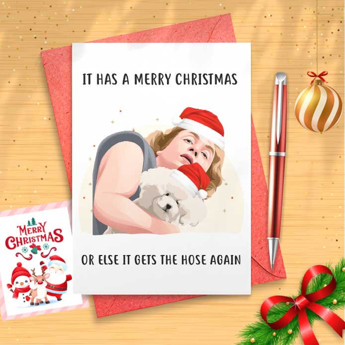 Funny 'It Has a Merry Christmas' holiday card, Funny Xmas Cards, Movie Quotes, Movie Art, Pop Culture Card, Holiday Cards [01485]