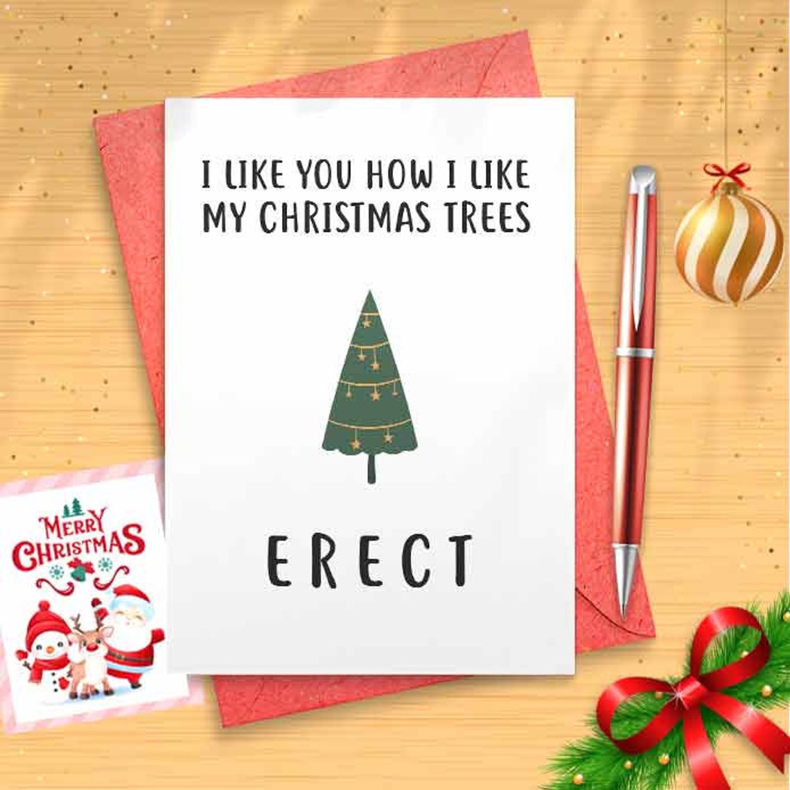 Naughty Christmas Card For Him. Funny Christmas Card Gift For Husband. Boyfriend Christmas Card. How I Like My Christmas Trees [01501]