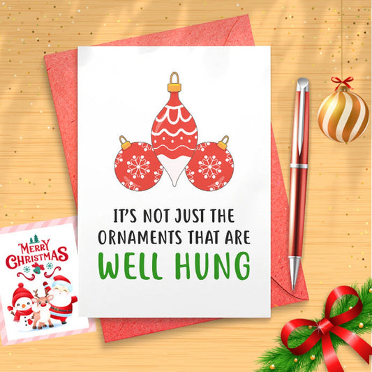 Adult Christmas Card, Naughty Christmas Card, Adult Greeting Card, Adult Cards, Christmas Card Funny, Dirty Cards, Well Hung [01504]