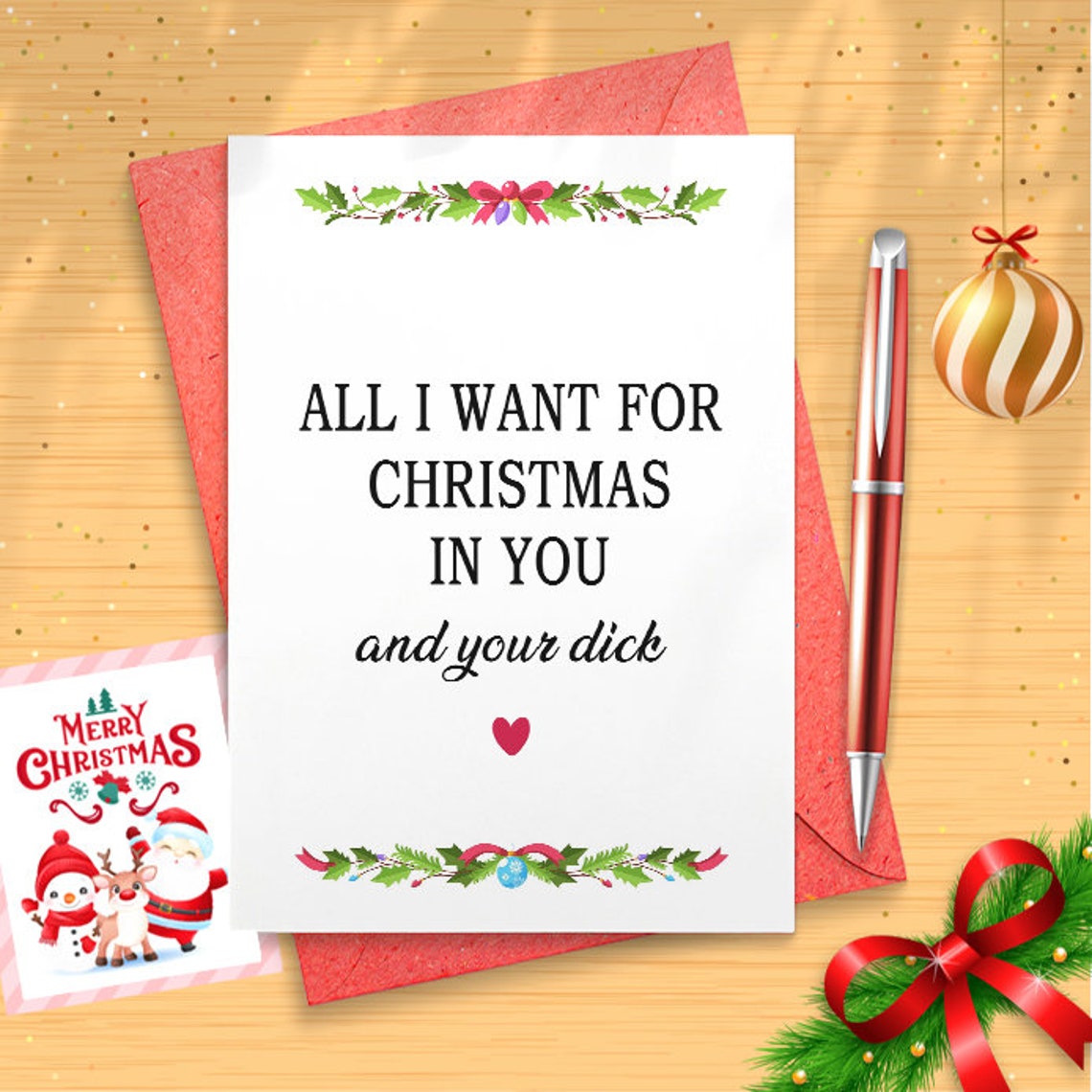 Naughty Christmas Card, Funny Christmas Card, Naughty Funny Christmas Card, Funny Christmas, Adult Card for Husband, For Him [01516]