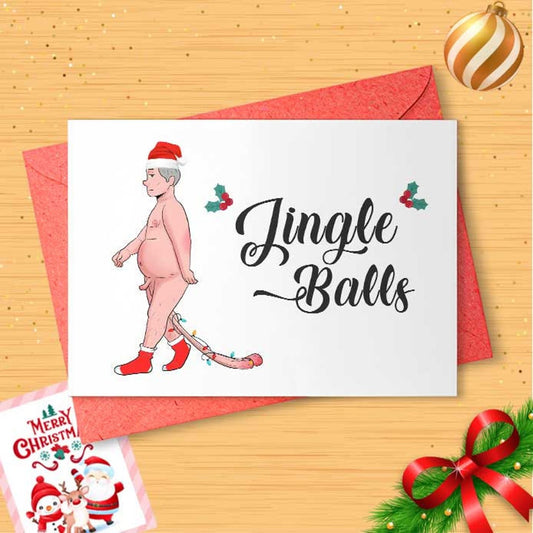 Jingle Balls Funny Christmas Card, Rude Christmas Cards for Him, Funny Christmas Card for Dad, For Boyfriend, For Husband, for Him [01522]